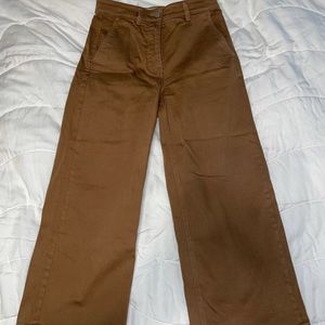 Brown wide leg Everlane ankle length jeans